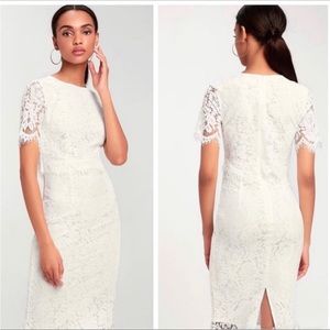 Lulu’s Devotion White Lace Dress Sz L